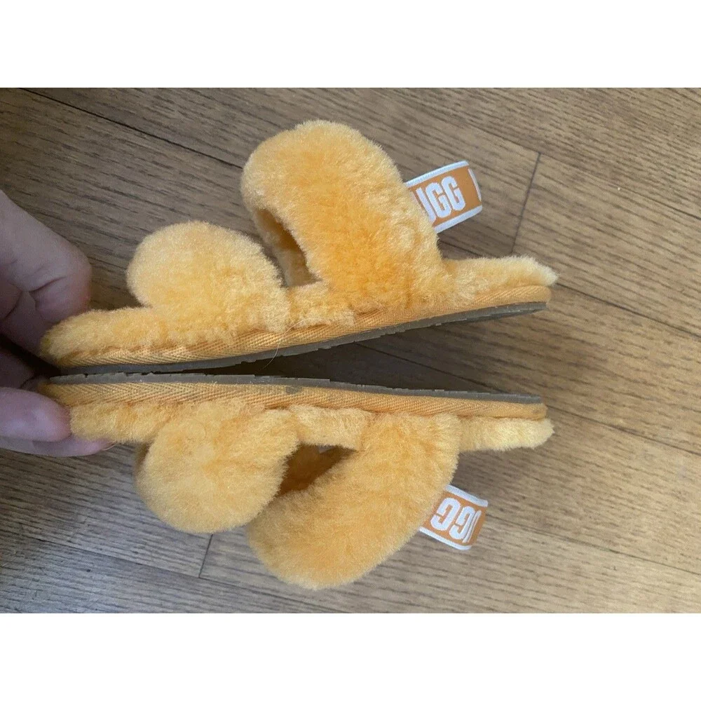 Ugg Oh Yeah Orange Sheepskin Slippers Poppyseed California Toddler Girls 10